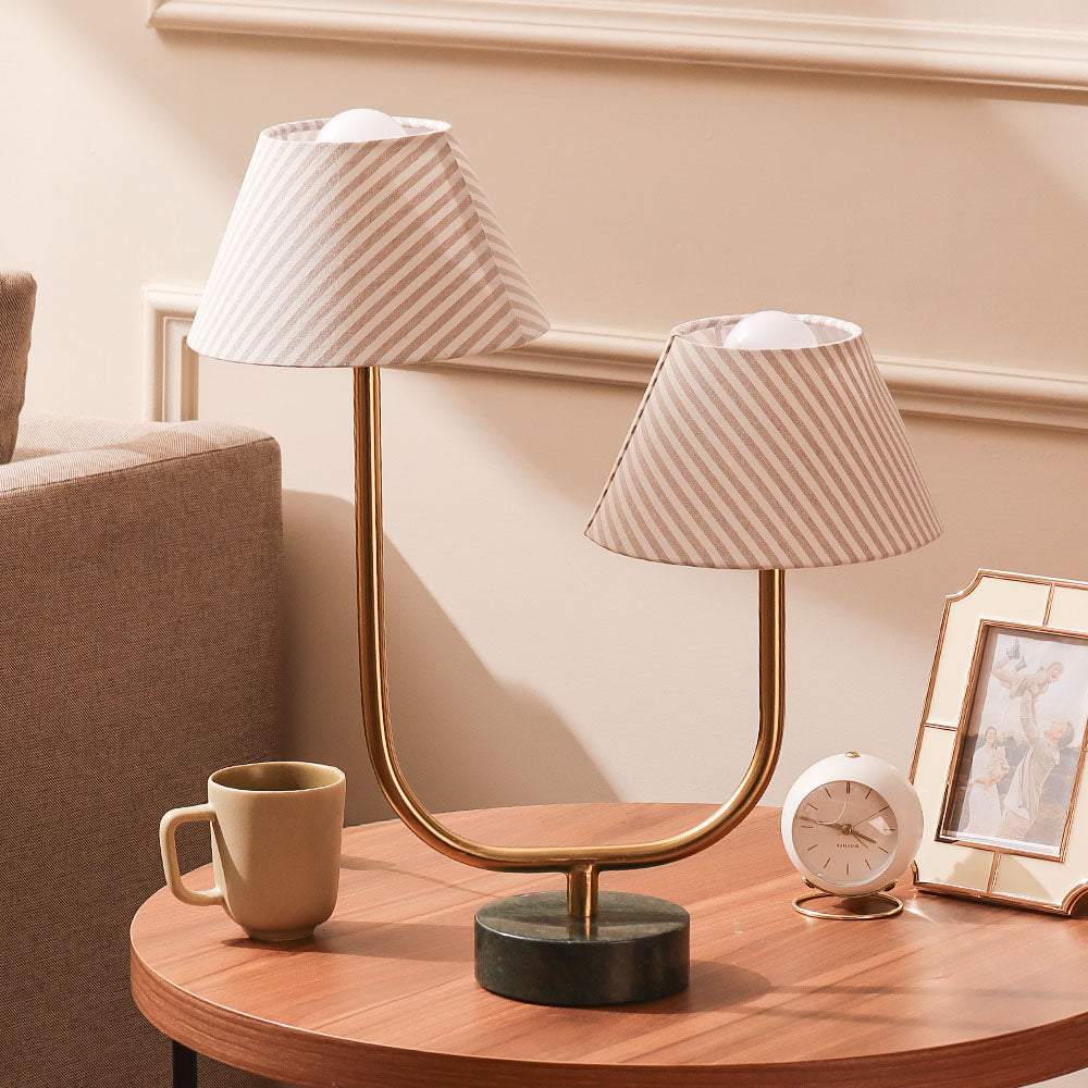Arla Marble Duo Table Lamp Large - Monochrome