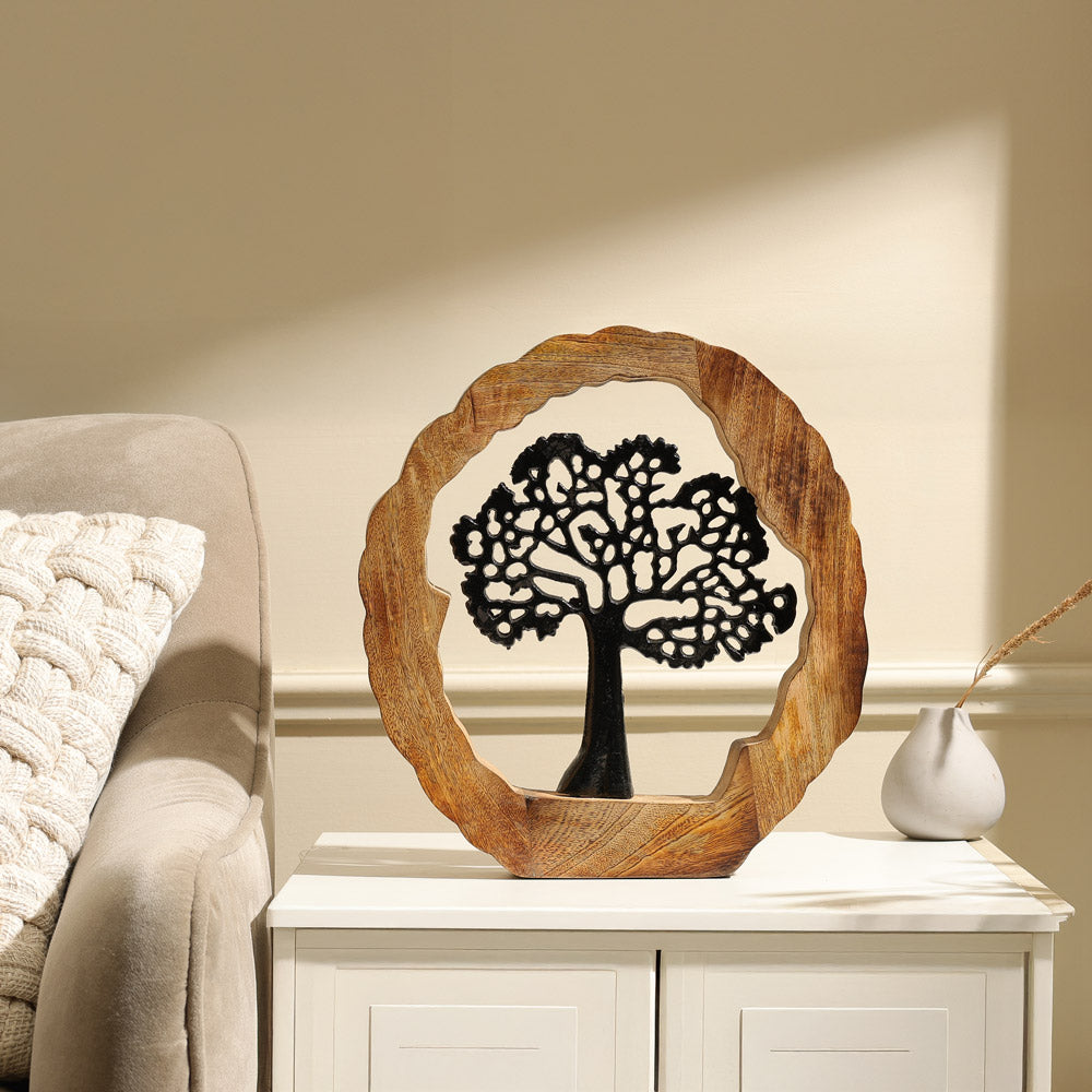 Arbor Wood & Metal Sculpture - Natural Black