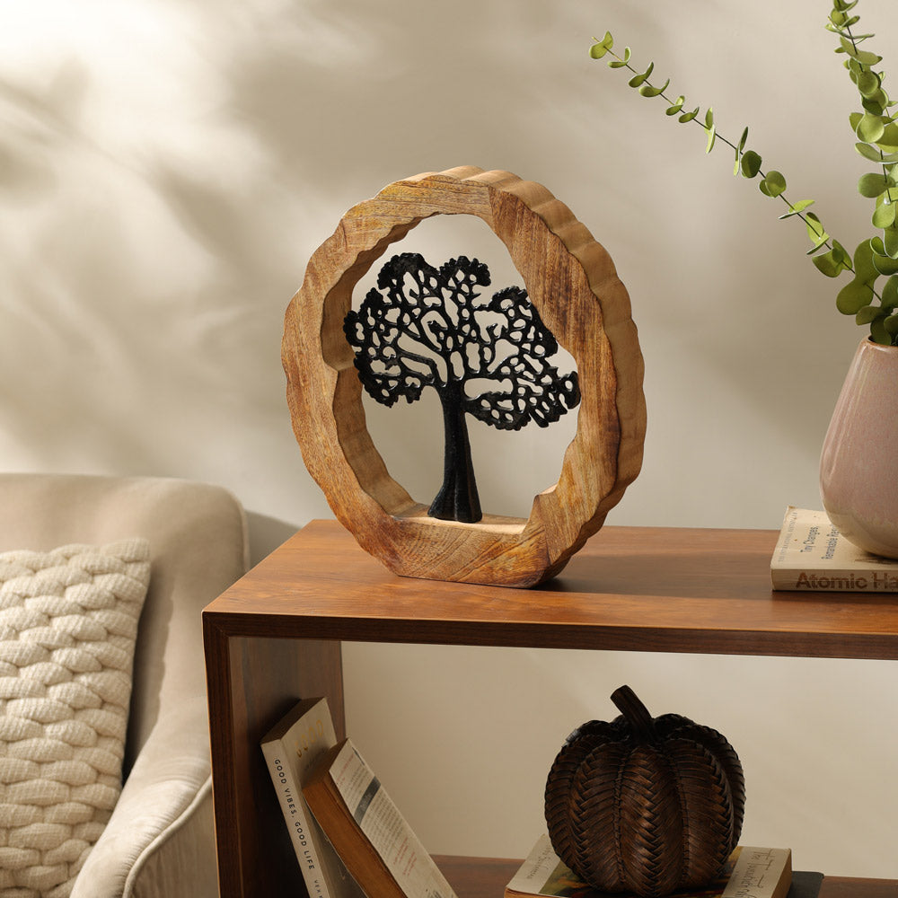 Arbor Wood & Metal Sculpture - Natural Black