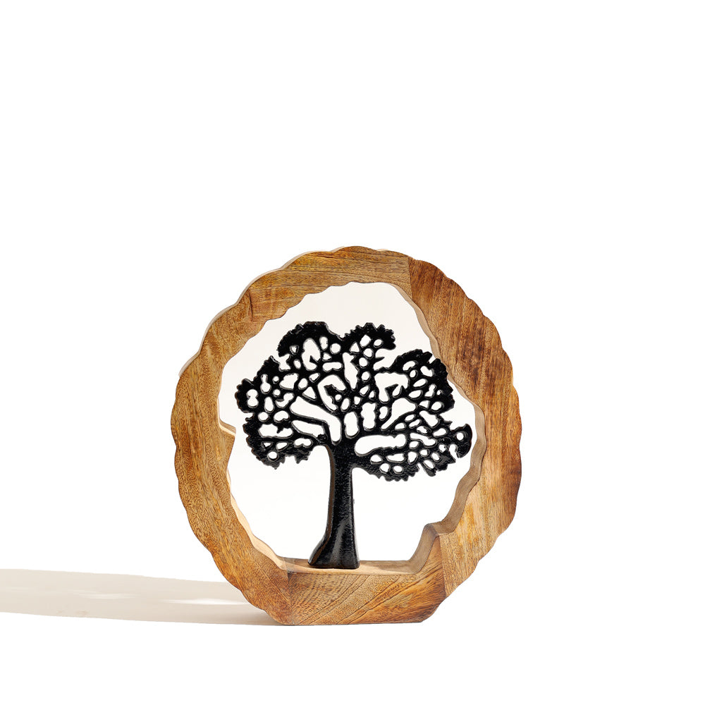 Arbor Wood & Metal Sculpture - Natural Black