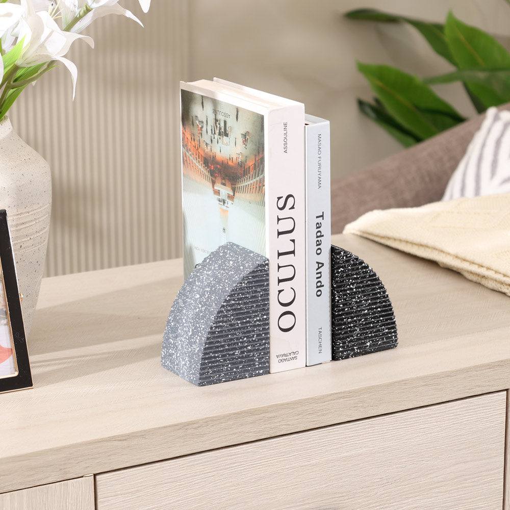 Arc Speckled Bookends Set of 2 - Grey Black