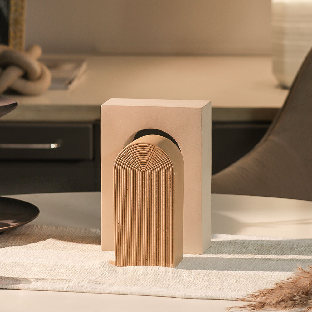 Arched Concrete Bookends, Set of 2 - Greige Taupe