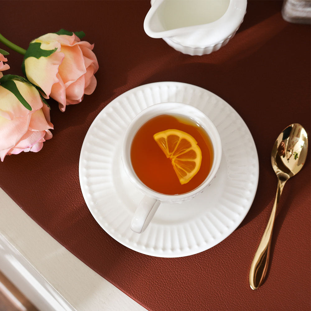 Aria Ceramic Cup and Saucer Set - White