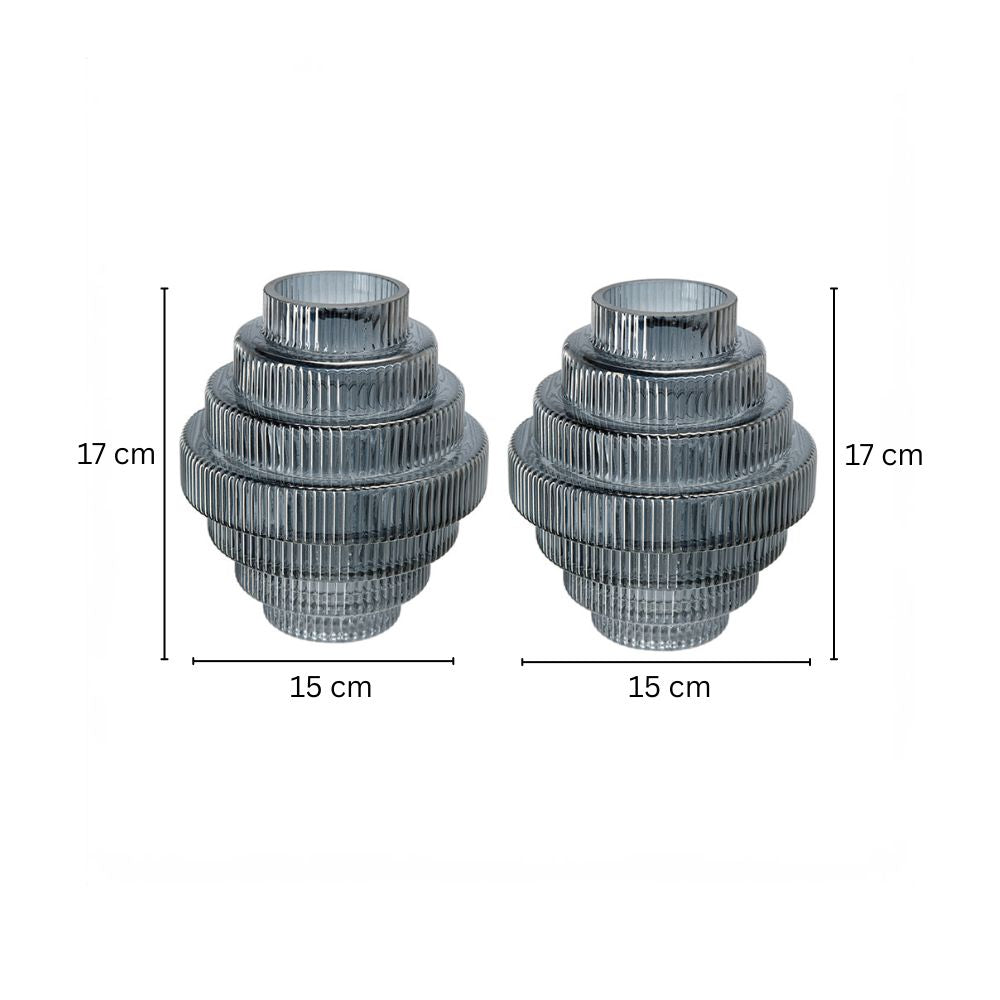 Aria Short Glass Vases, Set of 2 - Smokey Grey