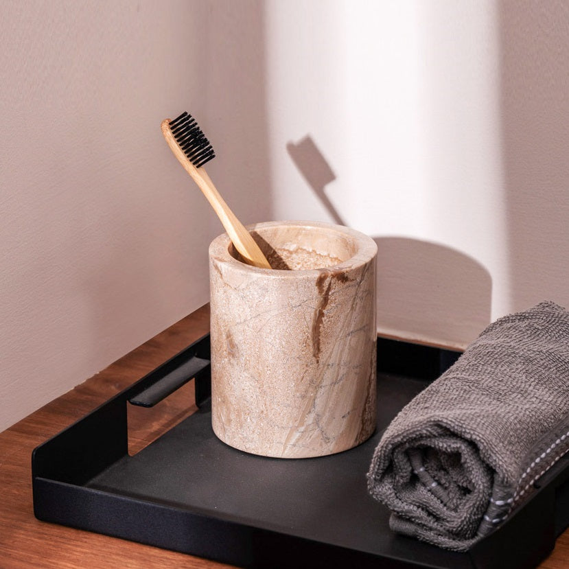 Arizona Marble Toothbrush Tumbler - Beige