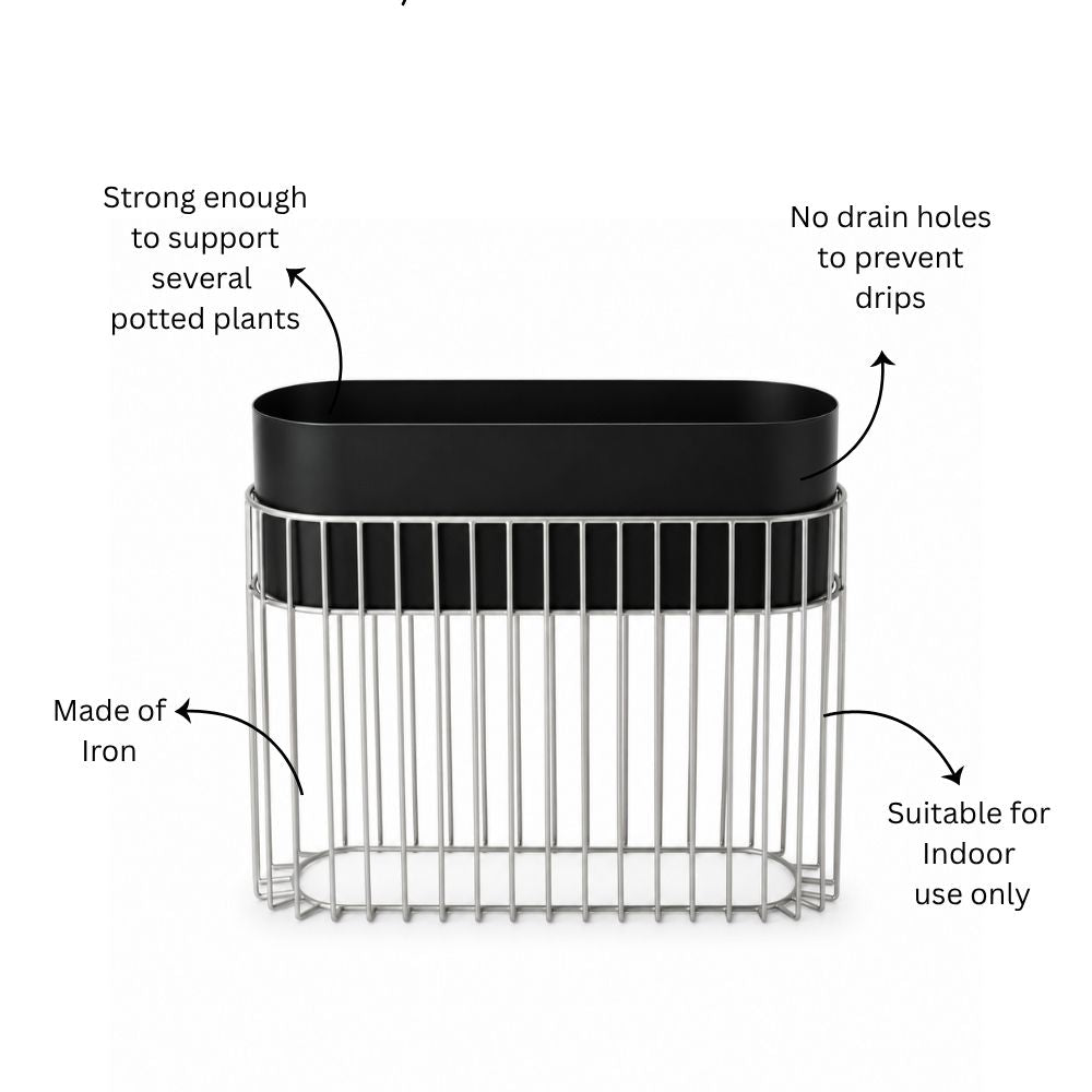 Arlo Indoor Metal Planter with Stand - Matte Black