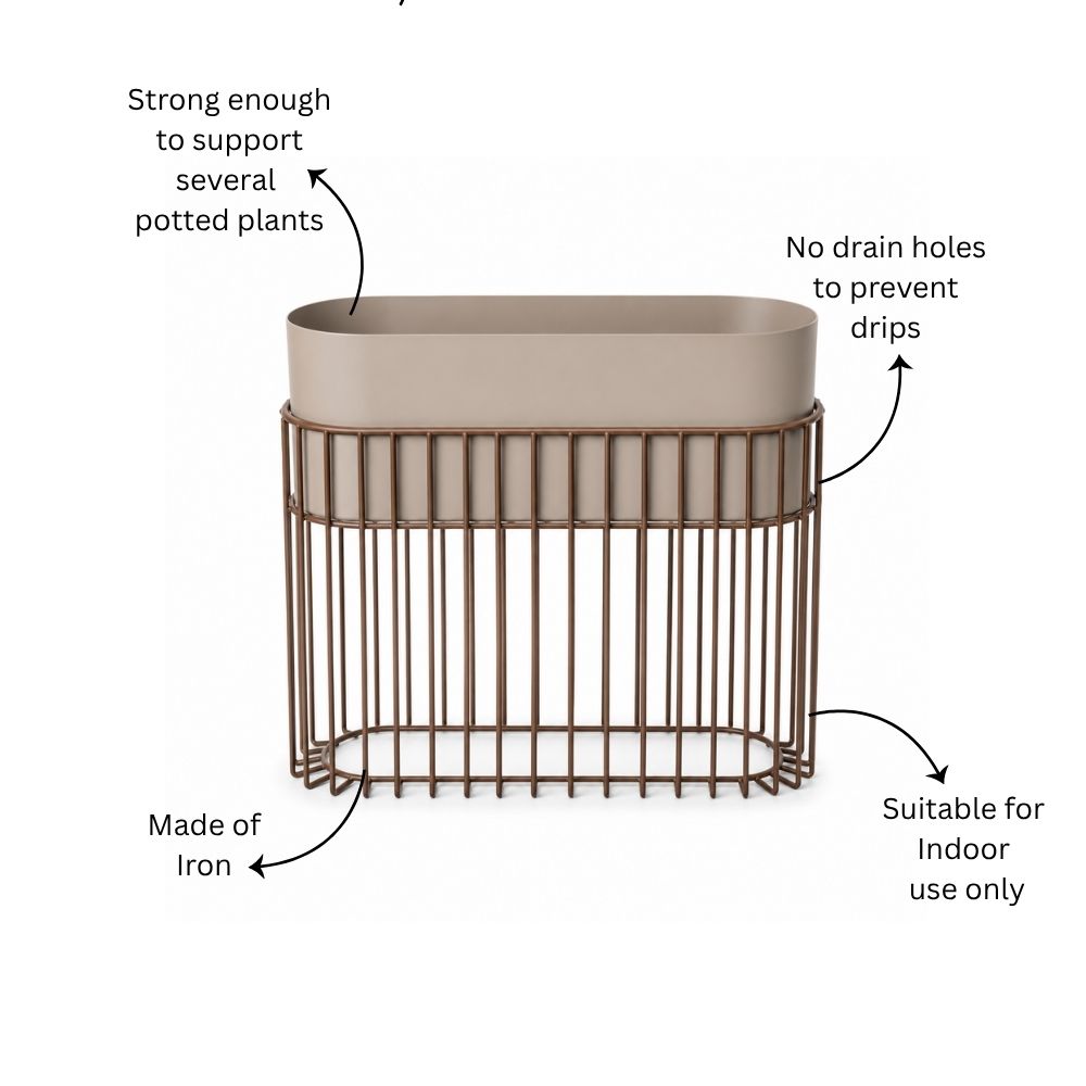Arlo Indoor Metal Planter with Stand - Matte Taupe