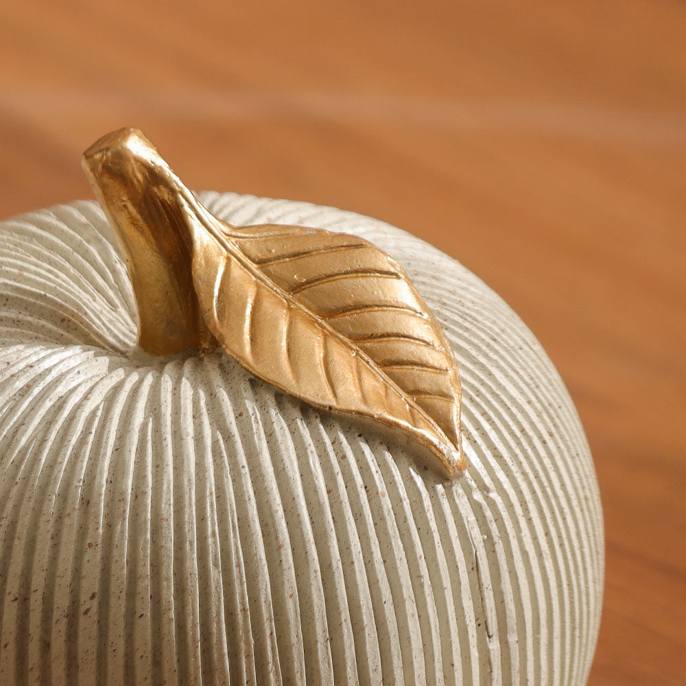Ribbed Apple Sculpture - Grey & Rose Gold