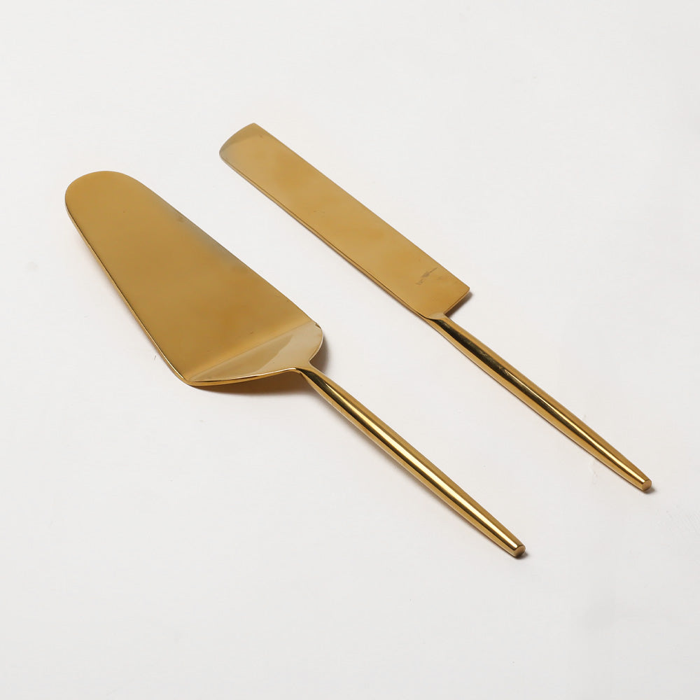 Dulce Cake Knife and Server Set - Gold