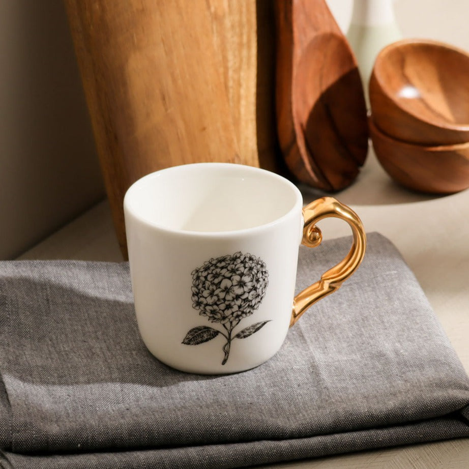 Flora Ceramic Mug White - Hydrangea