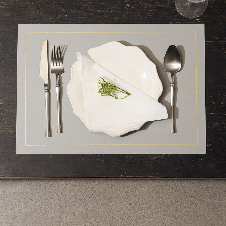 Artem Reversible Placemats, Set of 6 - Beige & Grey