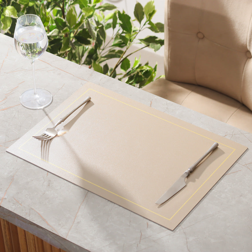 Artem Reversible Placemats, Set of 6 - Beige & Grey