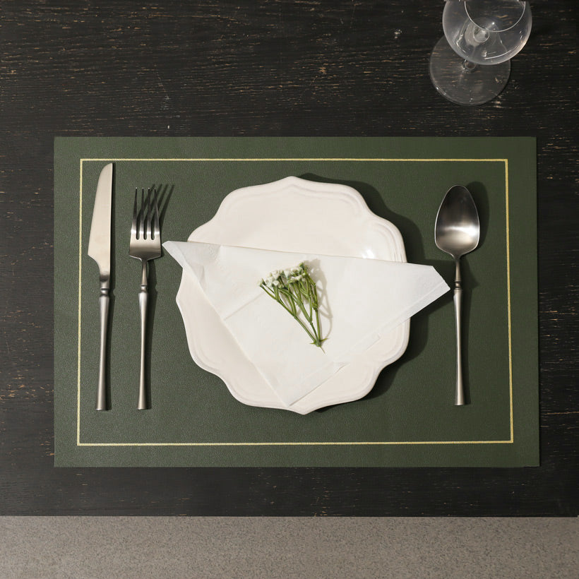 Artem Reversible Placemats, Set of 6 - Green & Grey