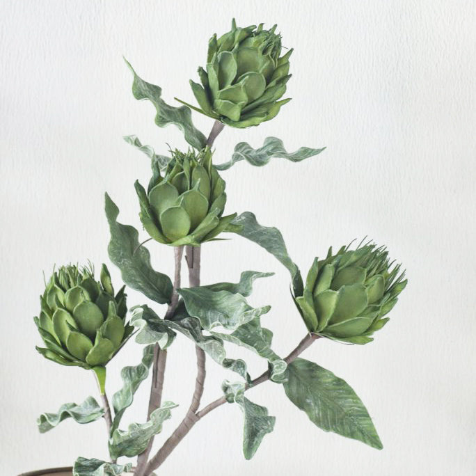 Artichoke Buds Faux Stem - Forest Green