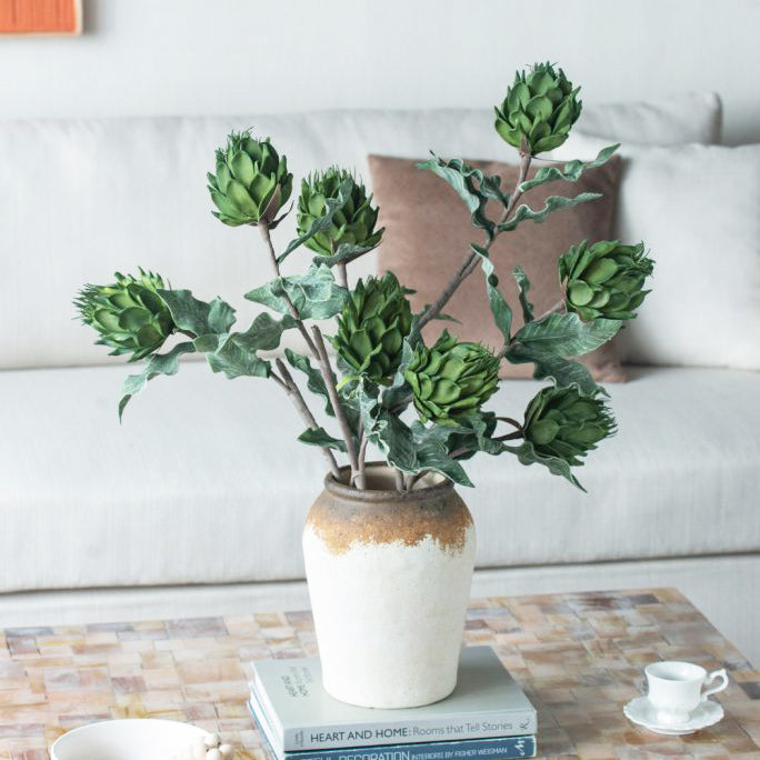 Artichoke Buds Faux Stem - Forest Green