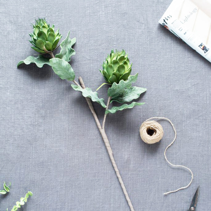 Artichoke Buds Faux Stem - Forest Green