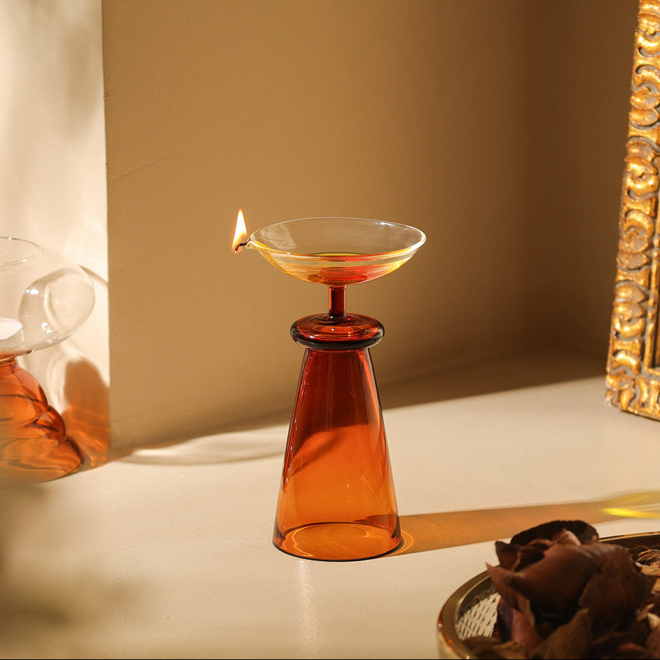 Arza Glass Diya - Dark Amber