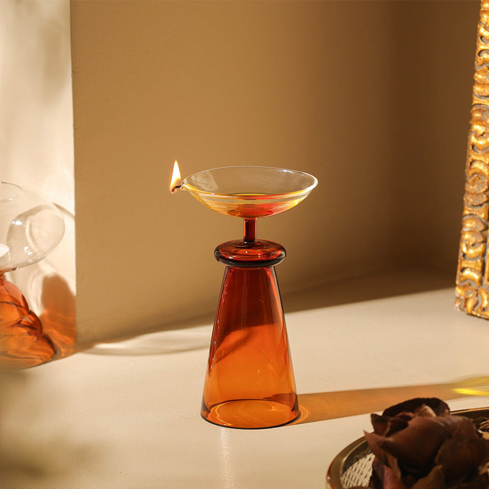 Arza Glass Diya - Dark Amber