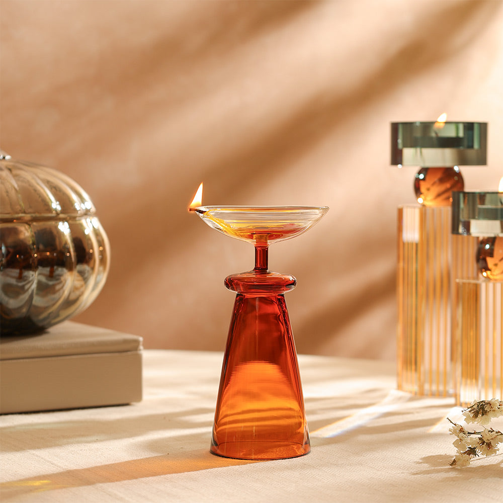 Arza Glass Diya - Dark Amber