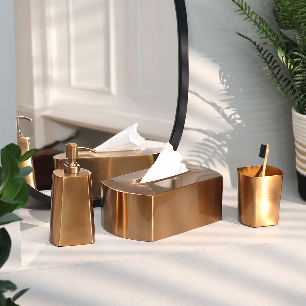 Arza Tissue Box Cover - Champagne Gold