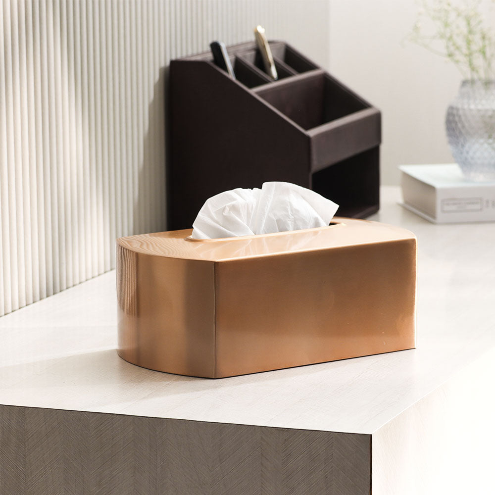 Arza Tissue Box Cover - Champagne Gold