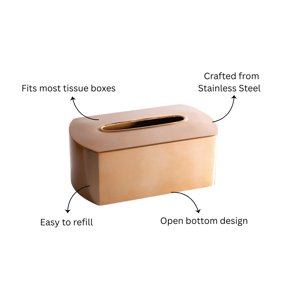 Arza Tissue Box Cover - Champagne Gold