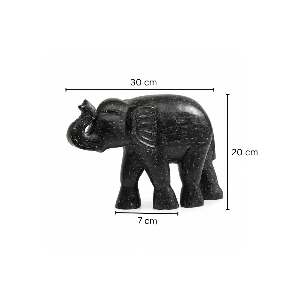 Asiatic Elephant Wooden Sculpture - Charcoal