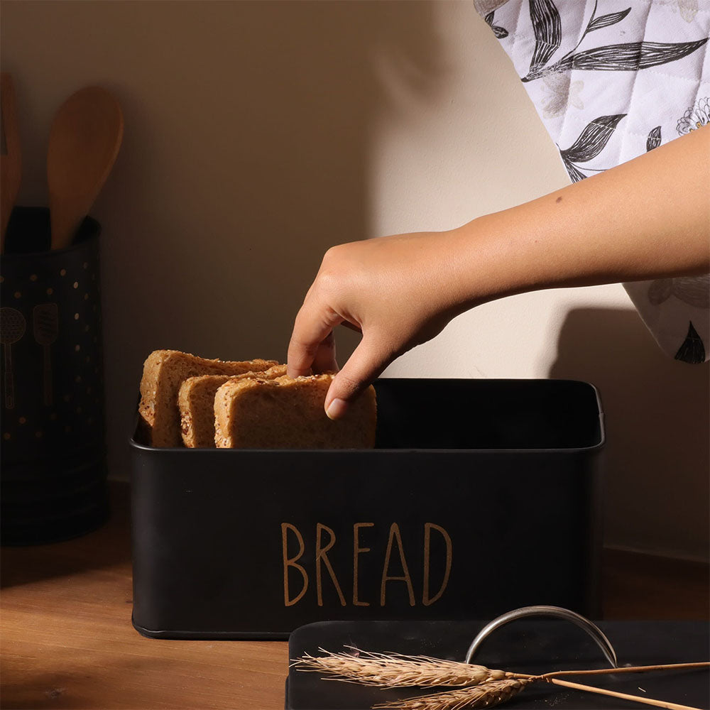 Asilo Metal Bread Box - Black