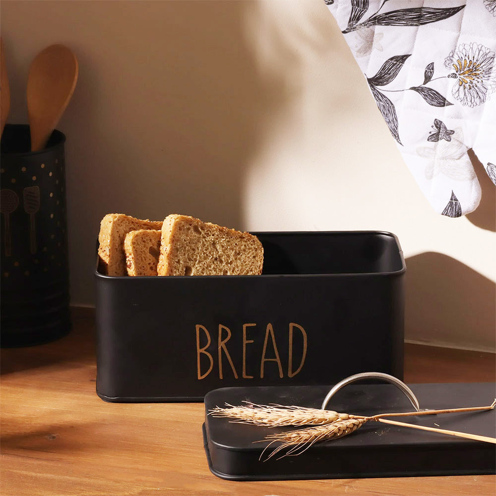 Asilo Metal Bread Box - Black