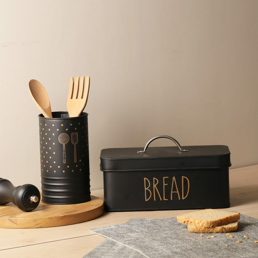Asilo Metal Bread Box - Black