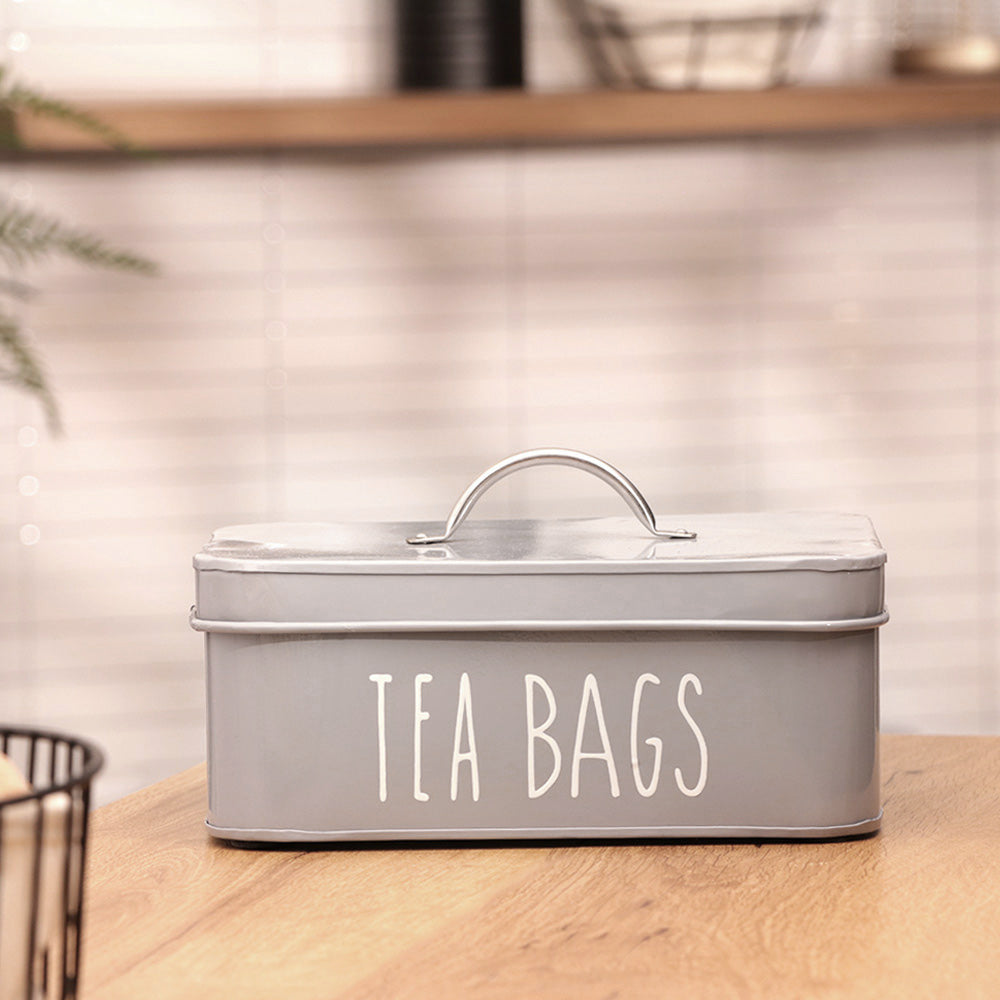 Asilo Metal Tea Bags Storage Box - Grey
