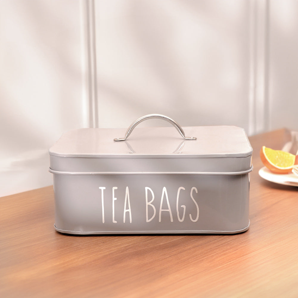 Asilo Metal Tea Bags Storage Box - Grey