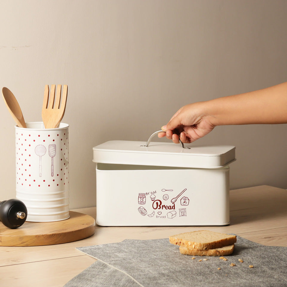 Asilo Metal Utensil Holder - White Red