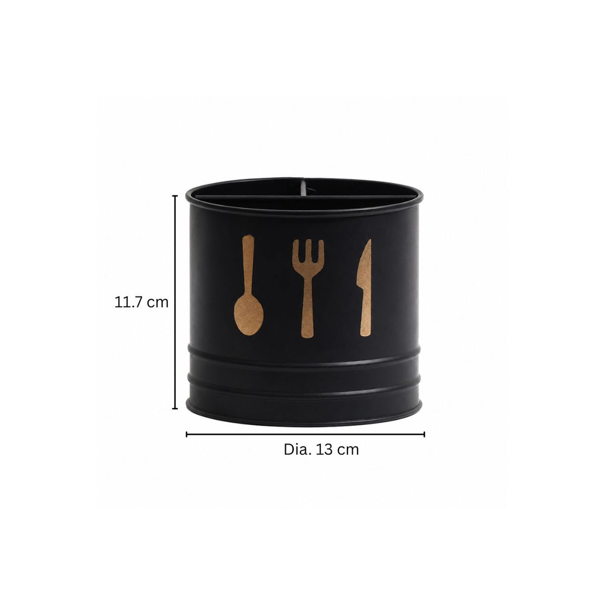 Asilo Metal Sectioned Cutlery Holder - Black