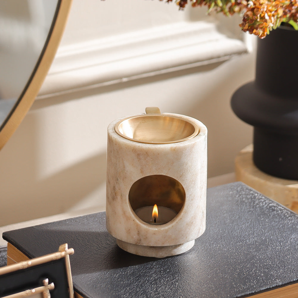 Astra Marble & Brass Aroma Diffuser - Beige Gold