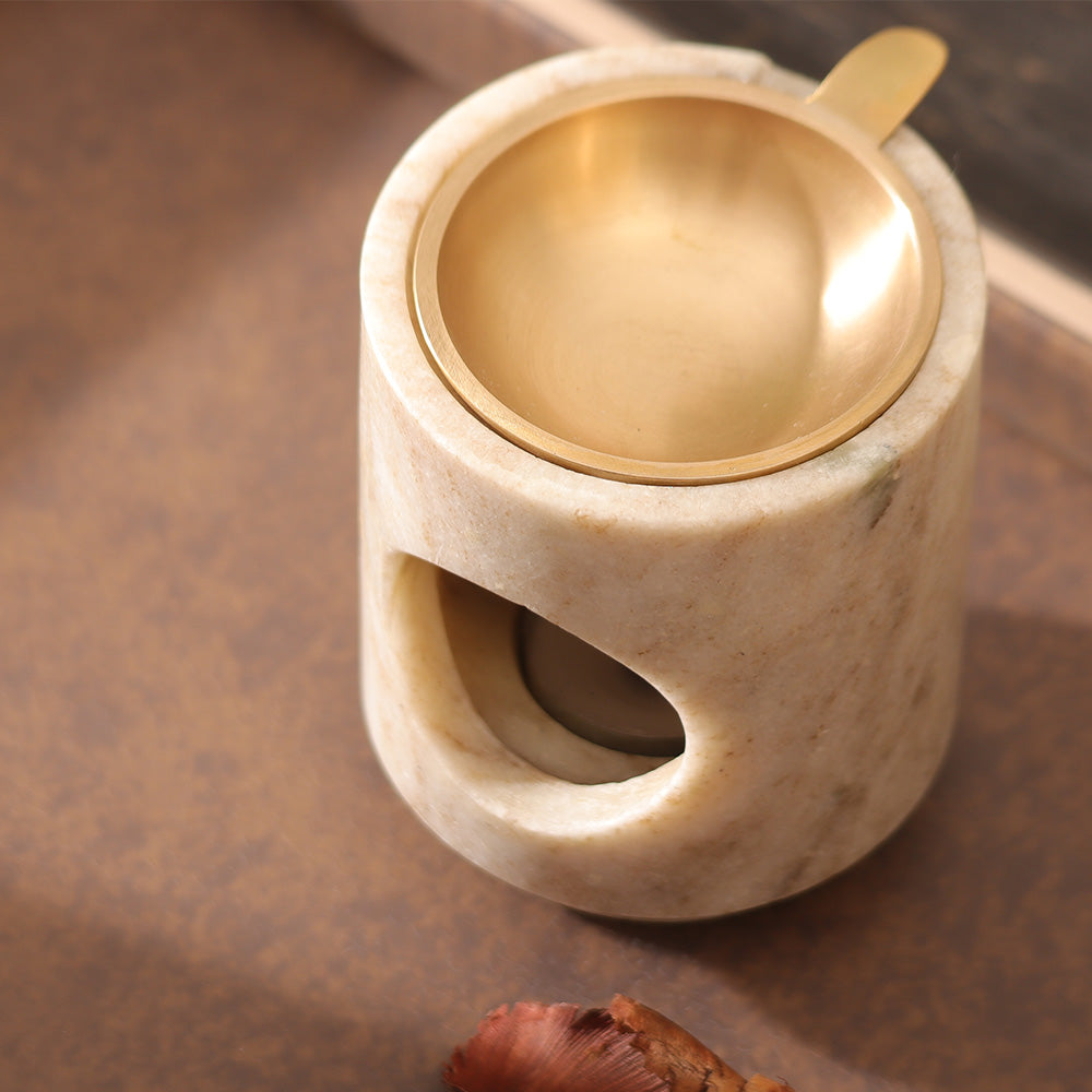 Astra Marble & Brass Aroma Diffuser - Beige Gold