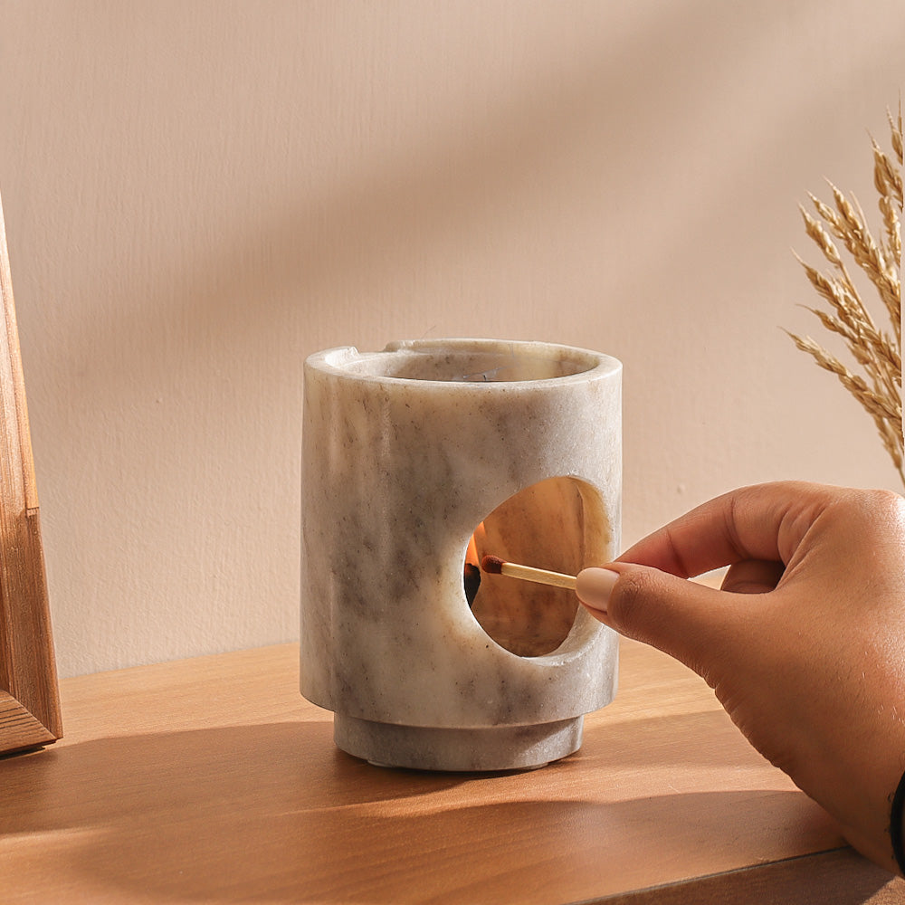 Astra Marble & Brass Aroma Diffuser - Beige Gold