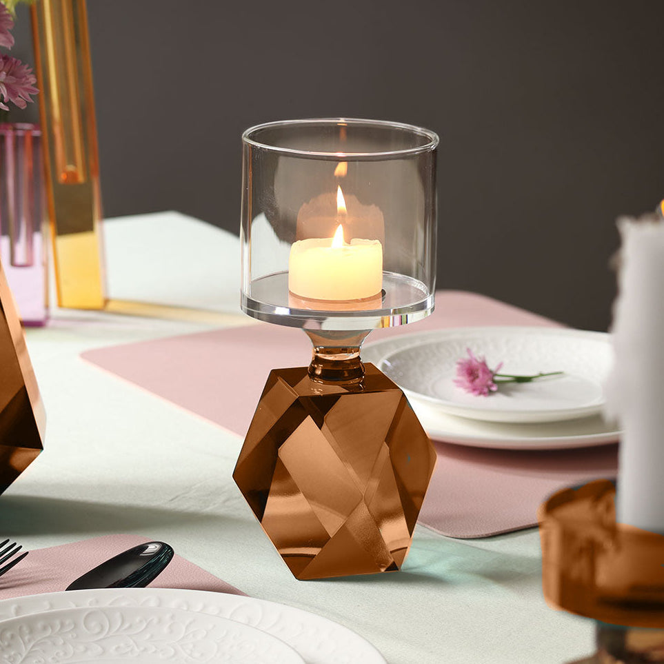 Astrid Crystal Candle Holder - Umber