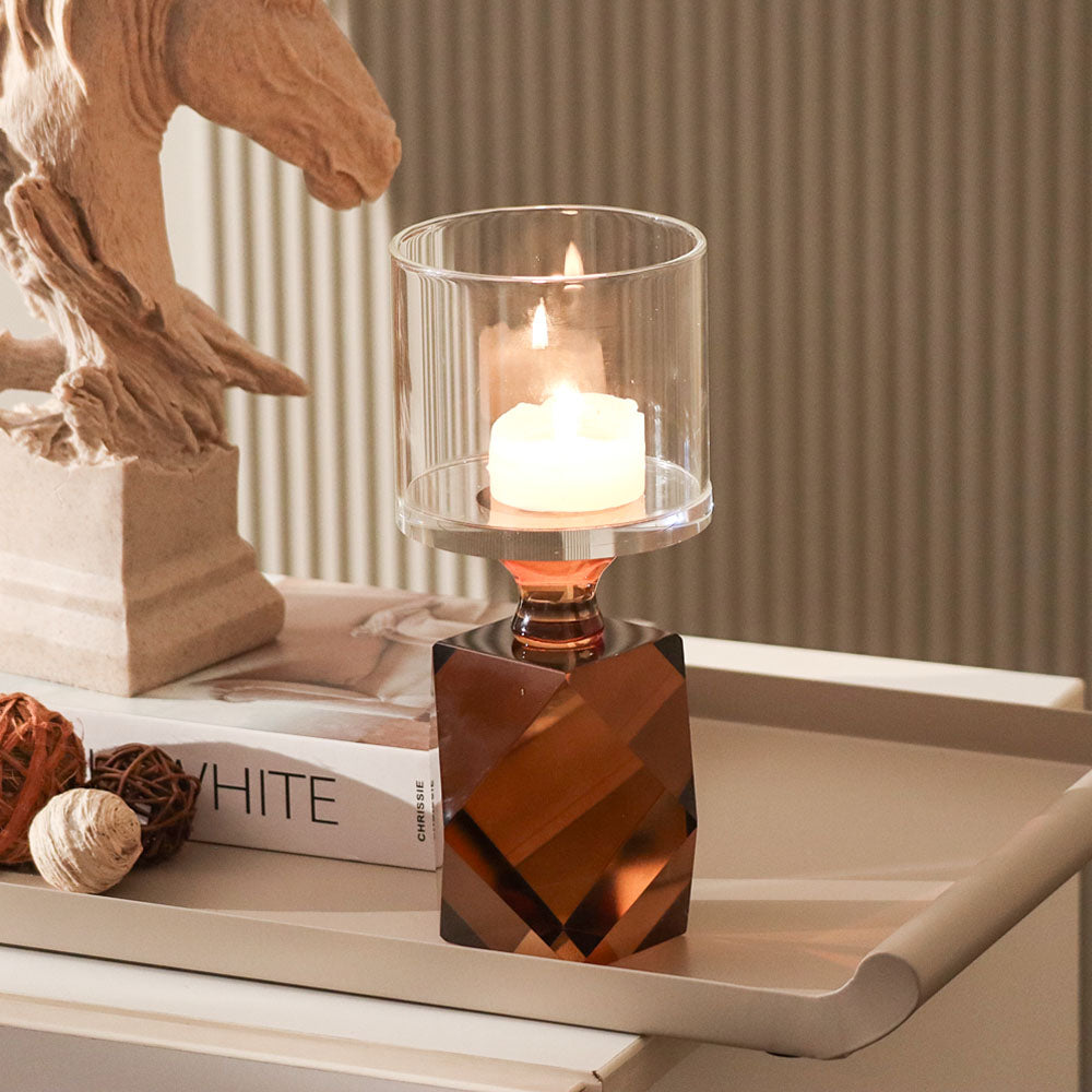 Astrid Crystal Candle Holder - Umber