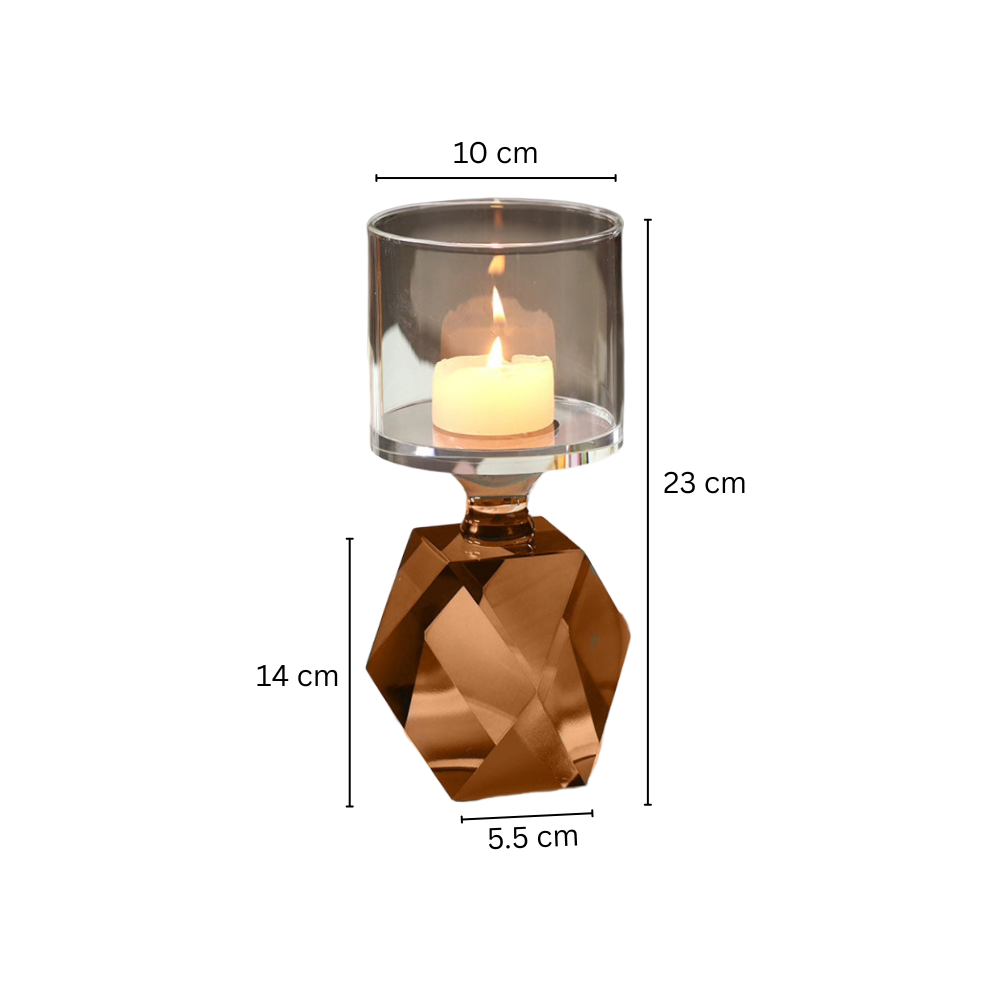 Astrid Crystal Candle Holder - Umber