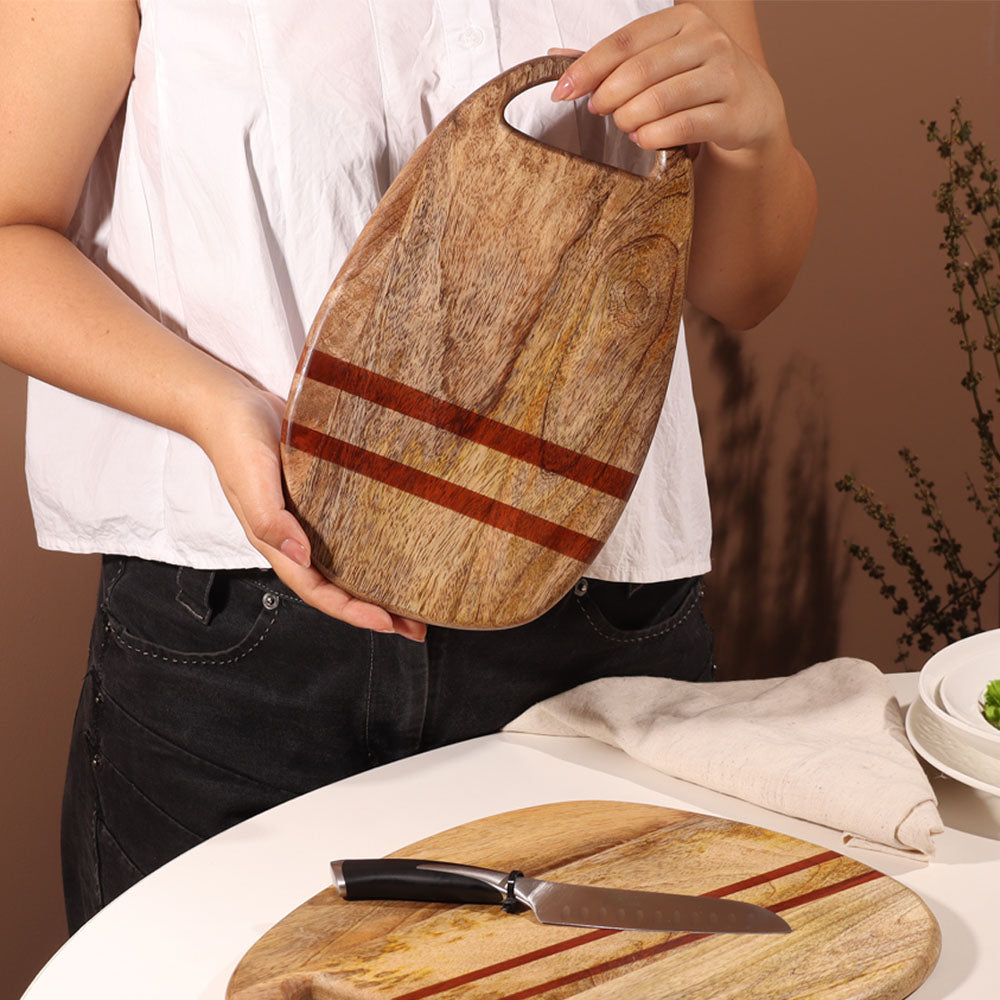 Athena Wooden Oval Chopping Board - Natural Red