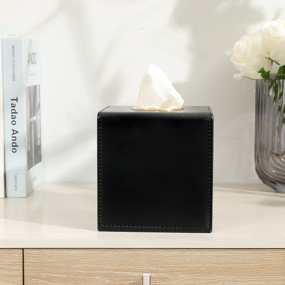 Atlas Square Tissue Box Holder - Black