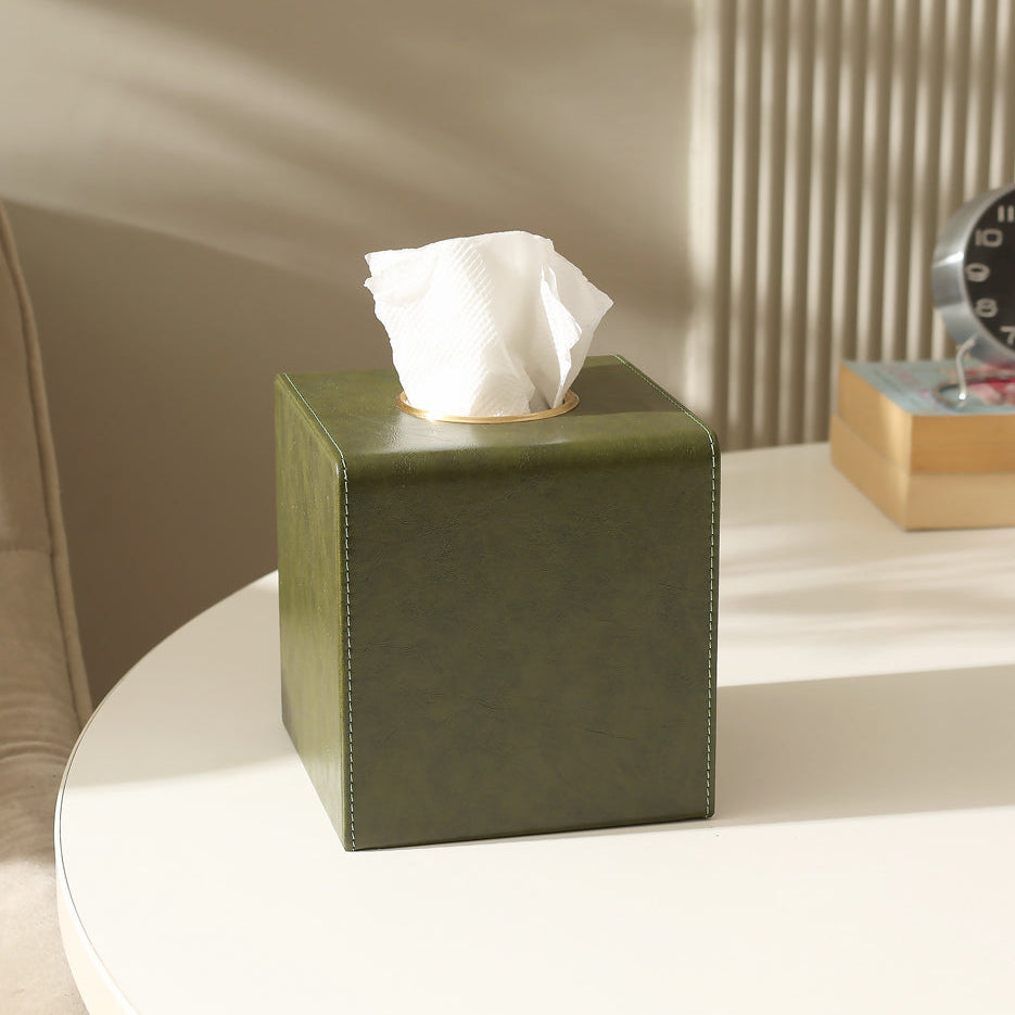 Atlas Square Tissue Box Holder - Olive