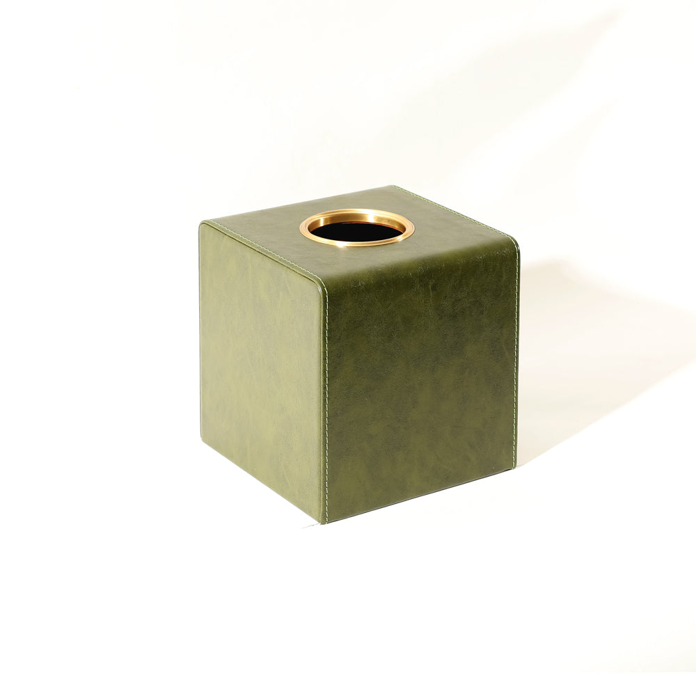 Atlas Square Tissue Box Holder - Olive