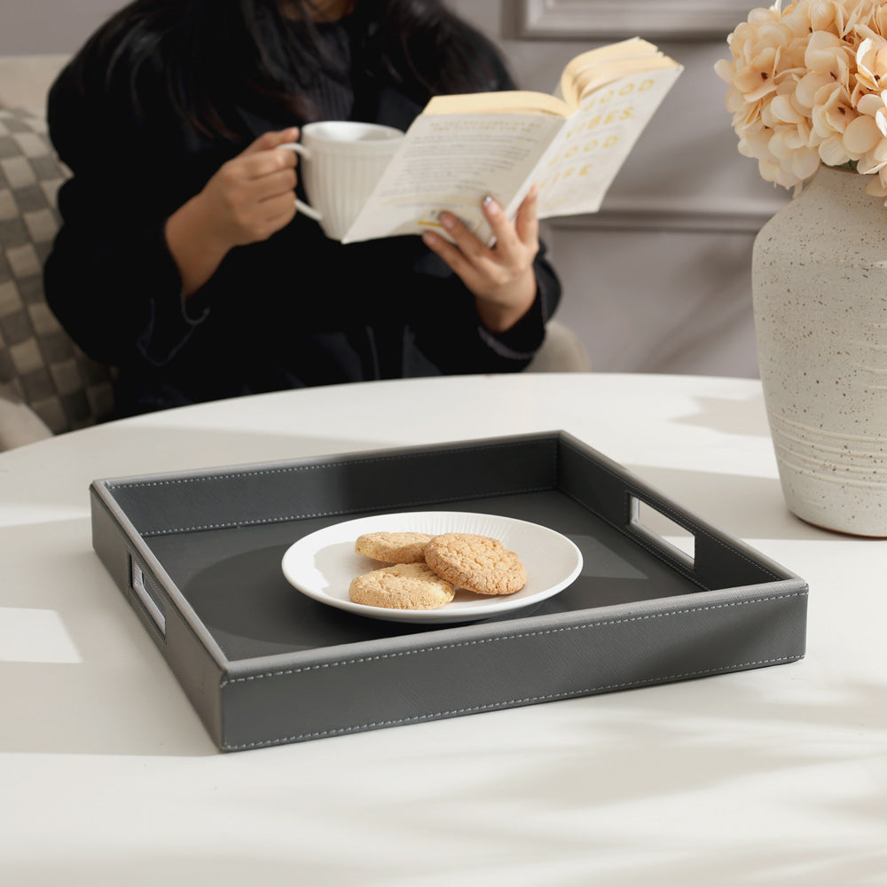 Auber Square Serving Tray Medium - Dark Grey