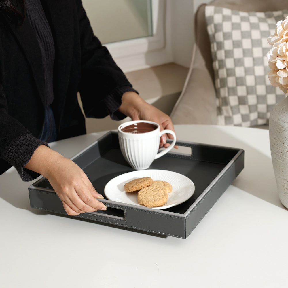 Auber Square Serving Tray Medium - Dark Grey