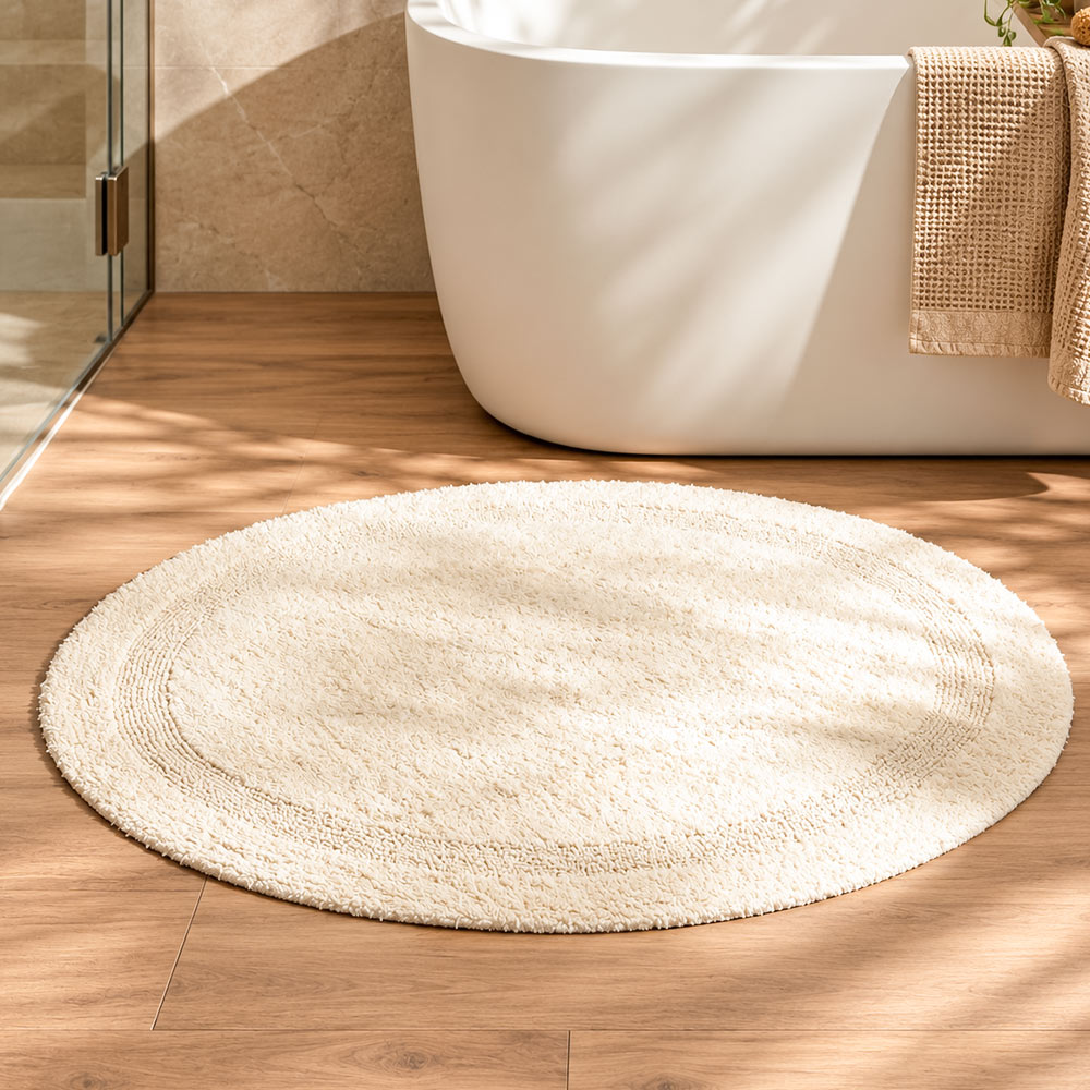 Audrey Round Tufted Bathmat - Cream