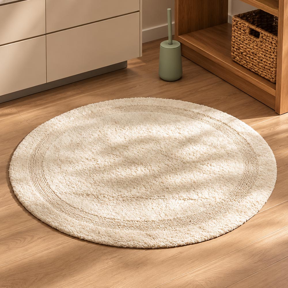 Audrey Round Tufted Bathmat - Cream