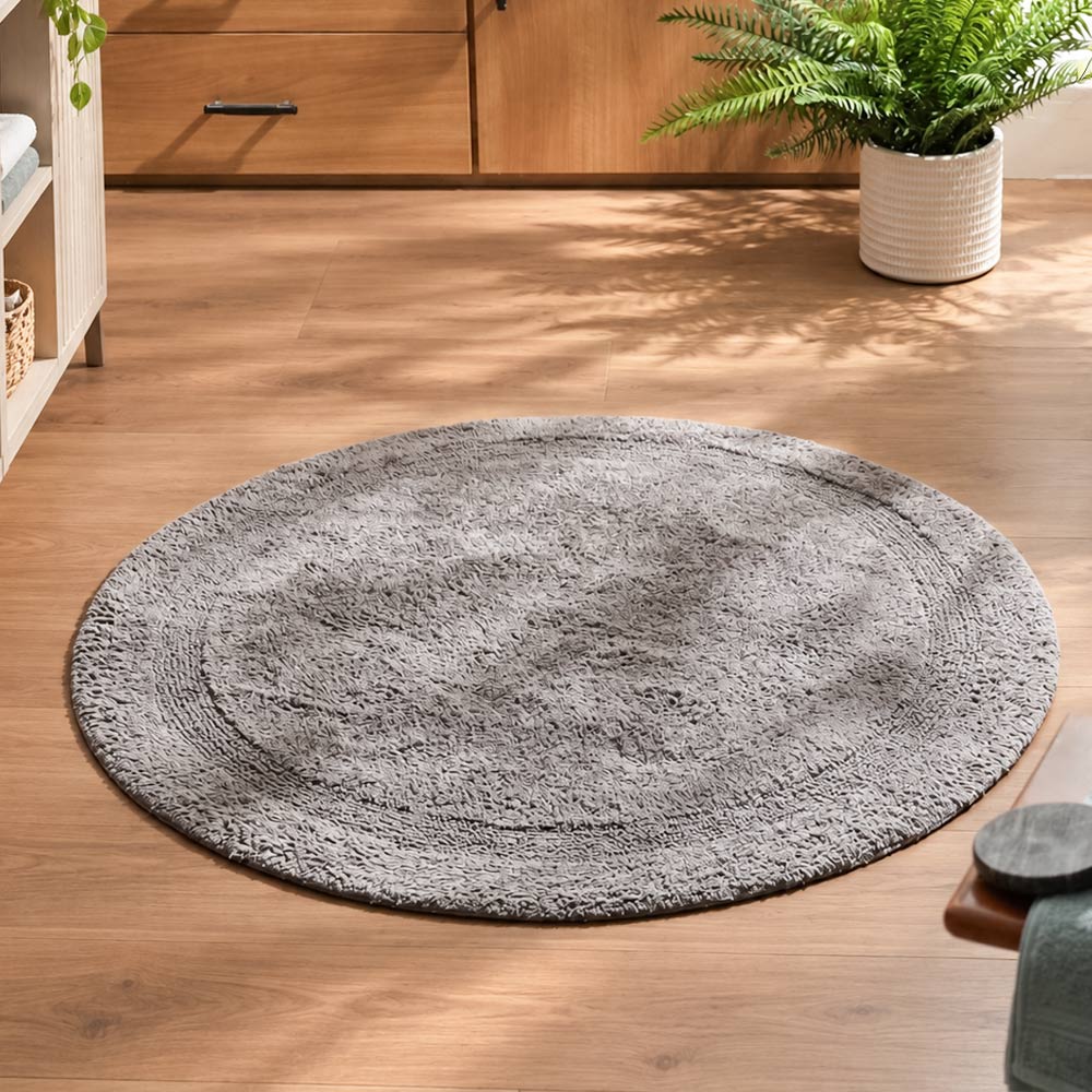 Audrey Round Tufted Bathmat - Grey