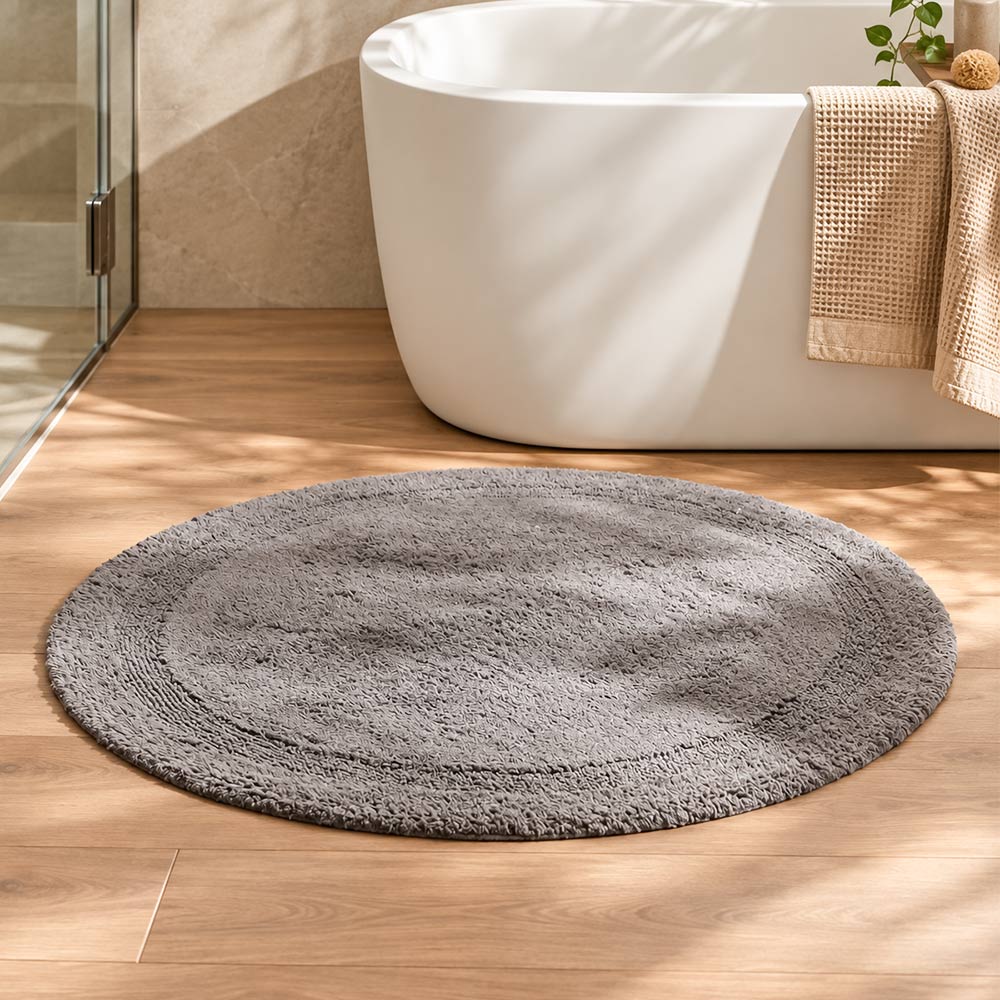 Audrey Round Tufted Bathmat - Grey